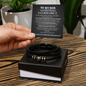 "To My Son - Love you Forever" Black Leather Bracelet