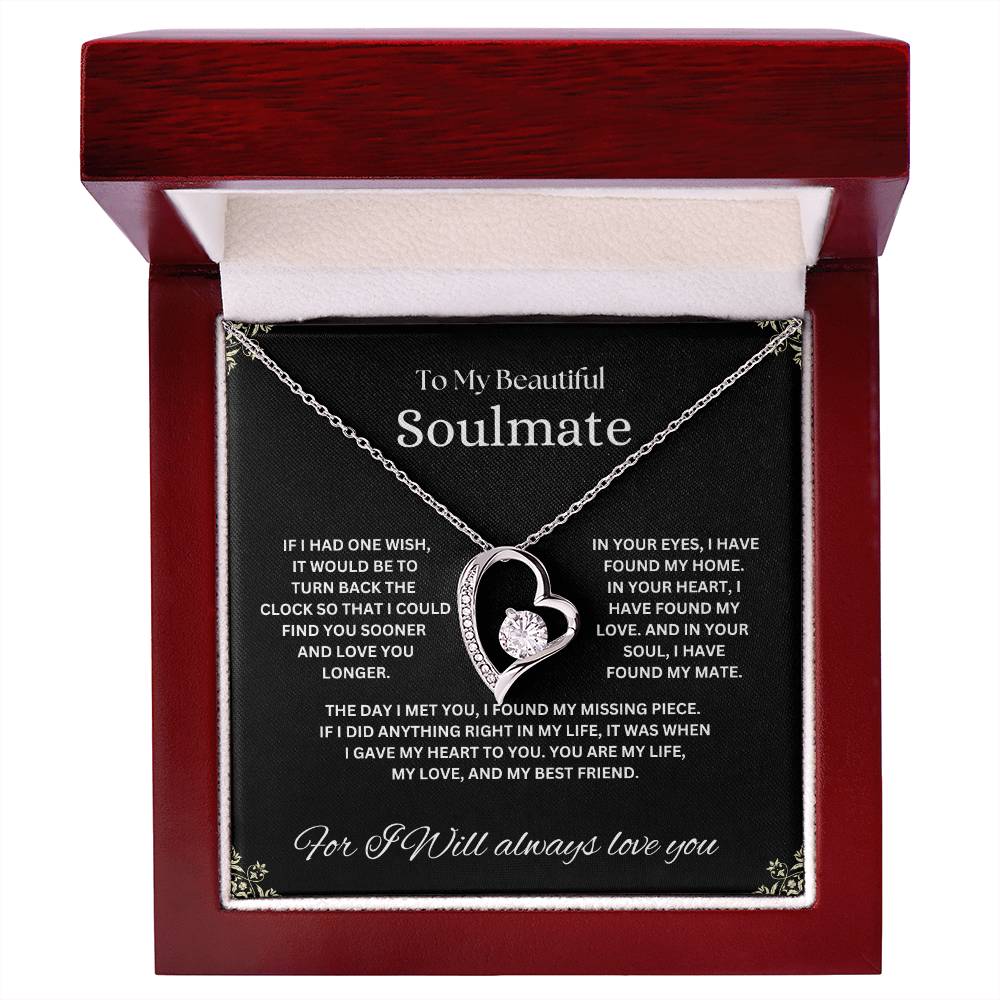 "To My Beautiful Soulmate" Forever Love Necklace with heartfelt Message Card