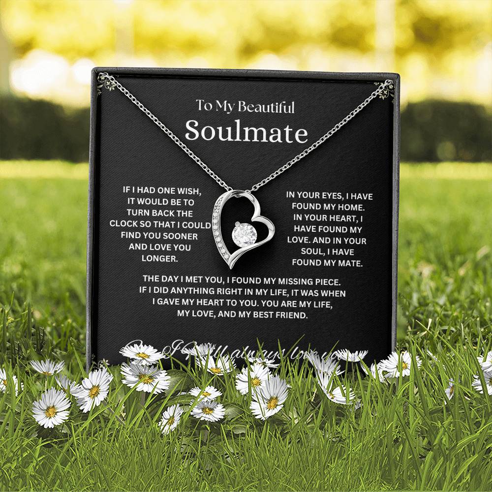 "To My Beautiful Soulmate" Forever Love Necklace with heartfelt Message Card