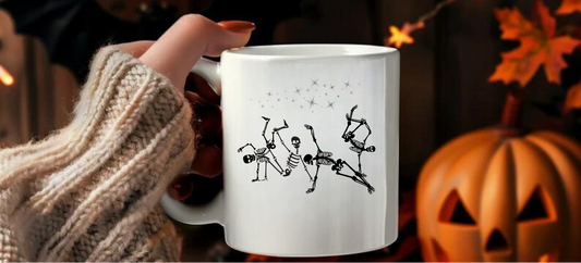 "Breakdancing with the Stars" Skeleton Halloween Mugs (11oz- 2 optional colors and designs!!!)